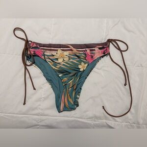 O'Neill Teal Floral Tie-Side Bikini Bottoms